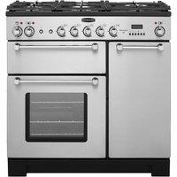 Rangemaster Kitchener KCH90DFFSS/C 90cm wide Dual Fuel Range Cooker with Gas Hob - Stainless Steel / Chrome - A/A Rated, Stainless Steel