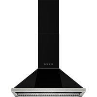 Smeg Portofino KCU94BL 90cm Chimney Cooker Hood for Ducted/Recirculating Ventilation - Black, Black