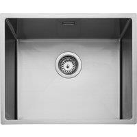 Rangemaster Kube 1 Bowl Kitchen Sink - Micro-Sheen Soft Brushed Finish, Grey