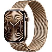 Apple Watch Series 10, 46mm, Gold Aluminium Case, GPS + Cellular [2024] - Gold Milanese Loop - S/M, Gold