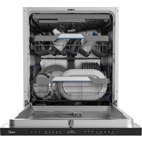 Midea MDWEB1403M(B)-WG-UK Wifi Connected Fully Integrated Full Size Dishwasher - Black Control Panel with Sliding Door Hinge Kit - C Rated, Black