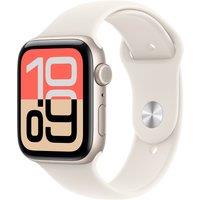 Apple Watch SE 3, 44mm, Starlight Aluminium Case, GPS + Cellular [2025] - Starlight Sport Band - S/M, White