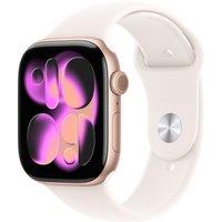 Apple Watch Series 11, 46mm, Rose Gold Aluminium Case, GPS [2025] - Light Blush Sport Band - S/M, Pink