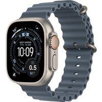 Apple Watch Ultra 3, 49mm, Natural Titanium Case, GPS + Cellular [2025] - Anchor Blue Ocean Band, Blue