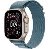 Apple Watch Ultra 3, 49mm, Natural Titanium Case, GPS + Cellular [2025] - Light Blue Alpine Loop - Small, Blue