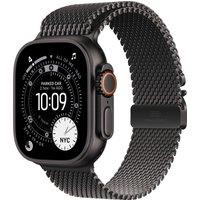 Apple Watch Ultra 3, 49mm, Black Titanium Case, GPS + Cellular [2025] - Black Titanium Milanese Loop - M, Black