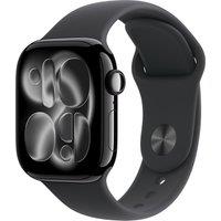 Apple Watch Series 11, 42mm, Jet Black Aluminium Case, GPS + Cellular [2025] - Black Sport Band - S/M, Black