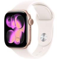 Apple Watch Series 11, 42mm, Rose Gold Aluminium Case, GPS + Cellular [2025] - Light Blush Sport Band - S/M, Pink