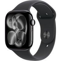 Apple Watch Series 11, 46mm, Jet Black Aluminium Case, GPS + Cellular [2025] - Black Sport Band - M/L, Black