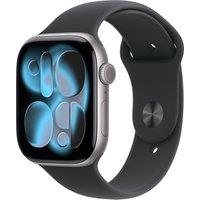 Apple Watch Series 11, 46mm, Space Grey Aluminium Case, GPS + Cellular [2025] - Black Sport Band - M/L, Black