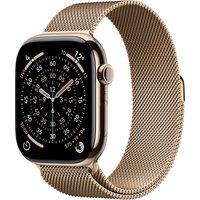 Apple Watch Series 11, 46mm, Gold Titanium Case, GPS + Cellular [2025] - Gold Milanese Loop - M/L, Gold