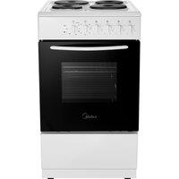 Midea MFO20DME4H109-WH 50cm Wide Single Oven Electric Cooker with Solid Plate Hob - White - A Rated, White