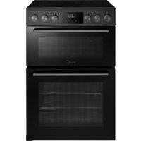 Midea MFO24EME4R118-BK 60cm Wide Double Oven Electric Cooker with Ceramic Hob - Black - A Rated, Black