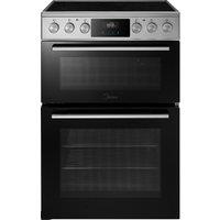 Midea MFO24EME4R118-SS 60cm Wide Double Oven Electric Cooker with Ceramic Hob - Silver - A Rated, Silver