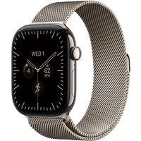 Apple Watch Series 12, 46mm, Natural Titanium Case, GPS + Cellular [2026] - Natural Milanese Loop - S/M, Grey
