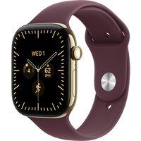 Apple Watch Series 12, 46mm, Radiant Gold Titanium Case, GPS + Cellular [2026] - Burgundy Sport Band - M/L, Red