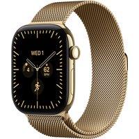 Apple Watch Series 12, 46mm, Radiant Gold Titanium Case, GPS + Cellular [2026] - Radiant Gold Milanese Loop - S/M, Gold