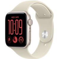 Apple Watch SE 3, 44mm, Starlight Aluminium Case, GPS + Cellular [2026] - Sand Sport Band - S/M, Cream
