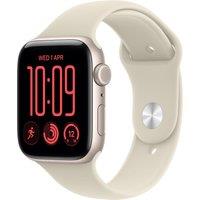 Apple Watch SE 3, 44mm, Starlight Aluminium Case, GPS + Cellular [2026] - Sand Sport Band - M/L, Cream