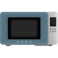 Smeg Collezione MOC01SBMUK 26 Litre 30cm High, Freestanding Small Microwave With Grill - Storm Blue, Blue