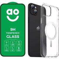 AO Protection Pack and Case Bundle for iPhone 15 - Clear, Glass