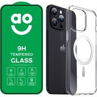 AO Protection Pack and Case Bundle for iPhone 15 Pro - Clear, Glass