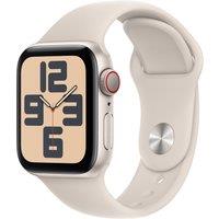 Apple Watch SE, 40mm, Aluminium Case, GPS + Cellular [2023] - Starlight Sport Band - S/M, White