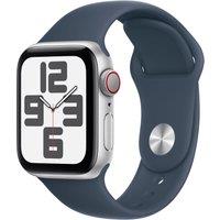 Apple Watch SE, 40mm, Aluminium Case, GPS + Cellular [2023] - Storm Blue Sport Band - M/L, Blue