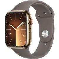 Apple Watch Series 9, 45mm, Gold Stainless Steel Case, GPS + Cellular [2023] - Clay Sport Band S/M, 