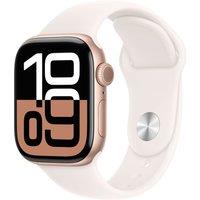 Apple Watch Series 10, 42mm, Rose Gold Aluminium Case, GPS [2024] - Light Blush Sport Band - S/M, Pink