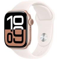 Apple Watch Series 10, 42mm, Rose Gold Aluminium Case, GPS [2024] - Light Blush Sport Band - M/L, Pink