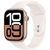 Apple Watch Series 10, 46mm, Rose Gold Aluminium Case, GPS [2024] - Light Blush Sport Band - S/M, Pink