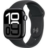 Apple Watch Series 10, 42mm, Jet Black Aluminium Case, GPS + Cellular [2024] - Black Sport Band - M/L, Black