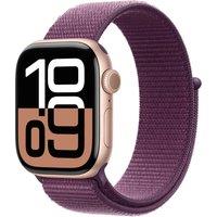 Apple Watch Series 10, 42mm, Rose Gold Aluminium Case, GPS + Cellular [2024] - Plum Sport Loop, Purple