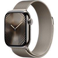 Apple Watch Series 10, 42mm, Natural Titanium Case, GPS + Cellular [2024] - Natural Milanese Loop, Silver