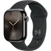 Apple Watch Series 10, 42mm, Slate Titanium Case, GPS + Cellular [2024] - Black Sport Band - M/L, Black