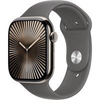 Apple Watch Series 10, 46mm, Natural Aluminium Case, GPS + Cellular [2024] - Stone Grey Sport Band - M/L, Grey