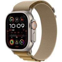 Apple Watch Ultra 2, 49mm, Natural Titanium Case, GPS + Cellular [2024] - Tan Alpine Loop - Large, Gold