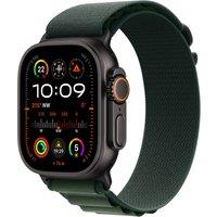 Apple Watch Ultra 2, 49mm, Black Titanium Case, GPS + Cellular [2024] - Dark Green Alpine Loop - Medium, Green