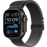 Apple Watch Ultra 2, 49mm, Black Titanium Case, GPS + Cellular [2024] - Black Titanium Milanese Loop - L, Black