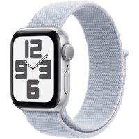 Apple Watch SE (2nd Gen), 40mm, Silver Aluminium Case, GPS [2024] - Blue Cloud Sport Loop, White