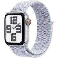 Apple Watch SE (2nd Gen), 40mm, Silver Aluminium Case, GPS + Cellular [2024] - Blue Cloud Sport Loop, White