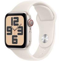 Apple Watch SE (2nd Gen), 40mm, Starlight Aluminium Case, GPS + Cellular [2024] - Starlight Sport Band - M/L, White