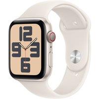 Apple Watch SE (2nd Gen), 44mm, Starlight Aluminium Case, GPS + Cellular [2024] - Starlight Sport Band - S/M, White