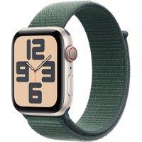 Apple Watch SE (2nd Gen), 44mm, Starlight Aluminium Case, GPS + Cellular [2024] - Lake Green Sport Loop, Green