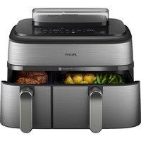 Philips 5000 Series Dual Basket NA555/09 Air Fryer - Black / Stainless Steel, Black