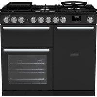 Rangemaster Nexus NEX100DFPCBL/CM1 100cm wide Dual Fuel Range Cooker with Gas Hob - Charcoal Black - A Rated, Black