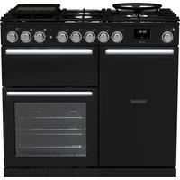 Rangemaster Nexus NEX100DFPGBL/CM1 100cm wide Dual Fuel Range Cooker with Gas Hob - Black - A Rated, Black