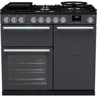 Rangemaster Nexus NEX100DFPSLT/CM1 100cm wide Dual Fuel Range Cooker with Gas Hob - Slate - A Rated, Graphite