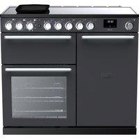 Rangemaster Nexus NEX100EIPSLT/CM1 100cm wide Electric Range Cooker with Induction Hob - Slate - A Rated, Graphite